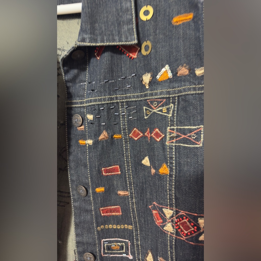 Chico’s Embroidered Denim Vest - Picture 3 of 9